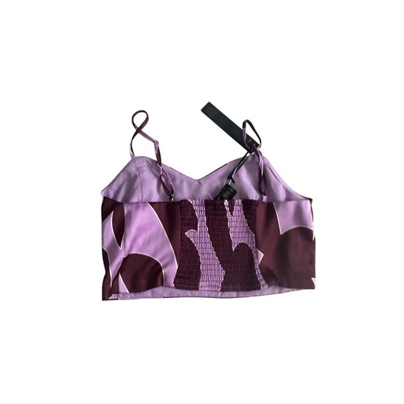 HOUSE OF HARLOW Purple Patterned Satin Crop Top Size Medium NEW NWT - Picture 3 of 7